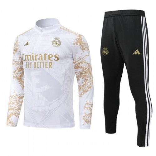Real Madrid Sweat d'Entraînement Quarter-Zip 2024-25 Blanche Real Madrid Sweat d'Entraînement Quarter-Zip 2024-25 Blanche